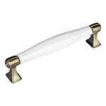 Sotech poigne de meuble marie poigne en porcelaine blanche finition en laiton vieilli entraxe 128
