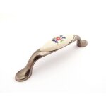 Poign�e de meuble - so tech - venus - porcelaine - argent antique - finition vieillie