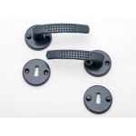 Poign�e de porte - colorique - elona - gris 7016 - aluminium - rosace ronde - trou cl�