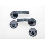 Poigne de porte - quincadeco - elona - aluminium poxy gris 7016 - rosace ronde - condamnation