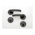 Poigne de porte - quincadeco - elona - noir - aluminium - rosace ronde condamnation