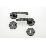 Poigne de porte - quincadeco - elona - noir - aluminium - rosace ronde avec trou cl