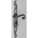 Poign�es de porte fer forg� coq vieil argent 330x36 mm � condamnation