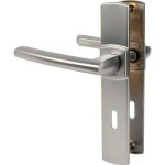 Poign�e de porte - vachette - vachette - gris - 195 mm - cl� l - double