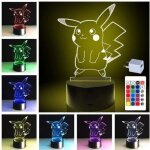 Pokemon pikachu lampe de nuit / lampe de chevet led / t�l�commande touchez pour changer de couleur 16 ...
