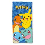 Pokemon - serviette de plage pok�mon pikachu salam�che bulbizarre carapuce 70x140 cm - 100% microfibre ...