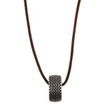 Collier - burnout - pj22762rse - 02 - 66 - cuir - acier inoxydable - longueur 48 - 55 cm
