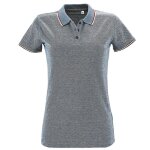 Polo chin� femme - 02082 - bleu jean - manches courtes - col polo