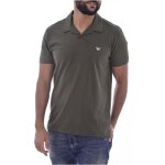 Polo coton � logo brod� - emporio armani - homme - vert - col polo - manches courtes - coupe droite