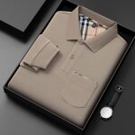 Polo dautomne  manches longues en soie pour hommes t - shirt  manches longues de haute qualit