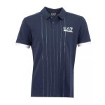 Polo ea7 emporio armani - homme - bleu - coupe classique - design minimaliste - col  deux boutons