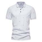 Polo �t� homme imprim� casusl slim manches courtes - blanc - insfity - homme - slim - manches courtes ...