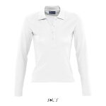 Polo femme - podium - blanc - manches longues - col polo - coupe cintre