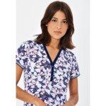 Polo femme jils - coupe cintr�e - col v boutonn� - manches courtes - multicolore - blanc - adulte