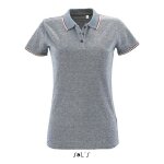 Polo femme en maille piquée bleu - paname jeans chine cla - manches courtes Polo femme en maille piquée bleu - paname jeans chine cla - manches courtes