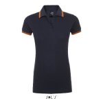 Polo femme pasadena - french marine / orange fluo - m - manches courtes - 100% coton