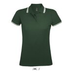 Polo femme - pasadena - vert forest / blanc - manches courtes - 100% coton - ajust