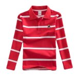 Polo garon revers ray manches longues t shirt garon 4 - 14 ans - rouge