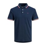 Polo grande taille jack & jones paulos - bleu navy / rouge / blanc - 5xl
