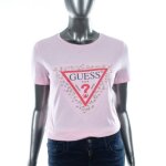 T shirt guess femme diamond triangle rose coton T shirt guess femme diamond triangle rose coton