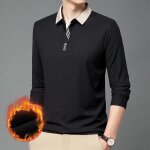 Polo hiver homme chaud doubl polaire t - shirt tops business confortable manches longues couleur unie ...