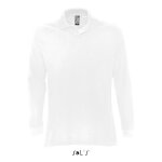 Polo homme - blanc - l - 100% coton peign� ringspun - manches longues - maille piqu�e 170