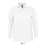 Polo homme - sols - blanc - manches longues - 100% coton peigné - maille piquée 210 Polo homme - sols - blanc - manches longues - 100% coton peigné - maille piquée 210