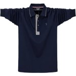 Polo homme business manches longues insfity - grande taille - col polo en coton - bleu marine