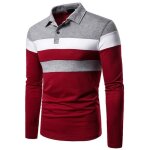 Polo hommes  carreaux slim manches longues fit grande vtements masculin fbc81b rouge