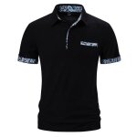 Polo homme insfity - col motif paisley - manches courtes - noir