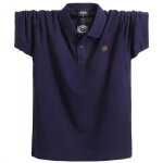 Polo homme en coton insfity - grande taille - col rabattu - bleu marine