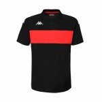 Polo homme dianetti - kappa - noir rouge - coupe slim manches courtes col  2 boutons