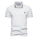 Polo homme �t� broderie manches courtes en coton insfity regular fit blanc