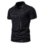 Polo homme �t� imprim� manches courtes casual mode - noir - insfity - slim - adulte