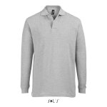 Polo homme - polo star ii - gris chin - manches longues - 100% coton peign - maille pique