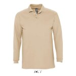 Polo homme - sols - hiver - 100% coton - manches longues - beige