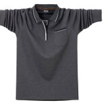 Polo homme insfity - manches longues col rabattu zippé - coton - gris fonce Polo homme insfity - manches longues col rabattu zippé - coton - gris fonce