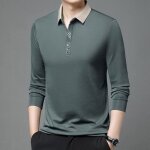Polo homme insfity - manches longues - couleur unie vert Polo homme insfity - manches longues - couleur unie vert