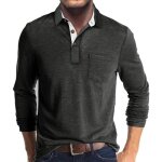 Polo homme - insfity - t - shirt manches longues - gris fonce - regular - automne / hiver Polo homme - insfity - t - shirt manches longues - gris fonce - regular - automne / hiver
