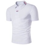 Polo hommes de marque luxe uni grande v�tements masculin xd65 blanc - bouffante - manches courtes - col ...