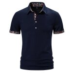 Polo homme manches courtes col contrast motif paisley casual t - shirt ete regular fit confortable - ...