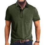 Polo homme manches courtes col revers confortable ete casual grande taille - vert militaire