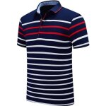 Polo homme insfity - manches courtes � rayures - 100% coton - casual col revers - bleu rouge