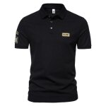 Polo homme manches courtes regular fit casual t - shirt top ete couleur contraste confortable - noir ...