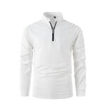 Polo homme manches longues col  fermeture clair casual polo shirt slim fit couleur unie confortable ...