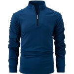 Polo homme manches longues col � fermeture �clair casual polo shirt slim fit couleur unie confortable ...