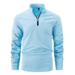 Polo homme manches longues col � fermeture �clair casual polo shirt slim fit couleur unie confortable ...