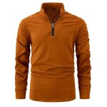 Polo homme manches longues col � fermeture �clair casual polo shirt slim fit couleur unie confortable ...