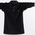 Polo homme manches longues en coton grande taille - insfity - noir - regular - adulte Polo homme manches longues en coton grande taille - insfity - noir - regular - adulte