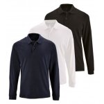 Polo homme - lot de 3 - bleu marine blanc noir - manches longues - 100% coton - taille xs  5xl